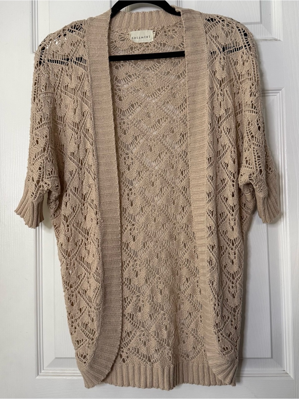 Dreamers Crochet Open-Knit Short Sleeve Cardigan small/medium boho light